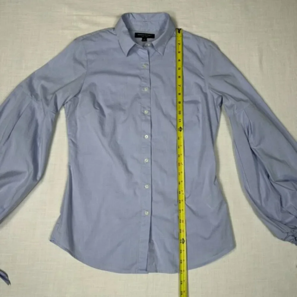 Banana Republic Riley Shirt Purple Lavender Puff Sleeve Tie Cuff Button Blouse 6